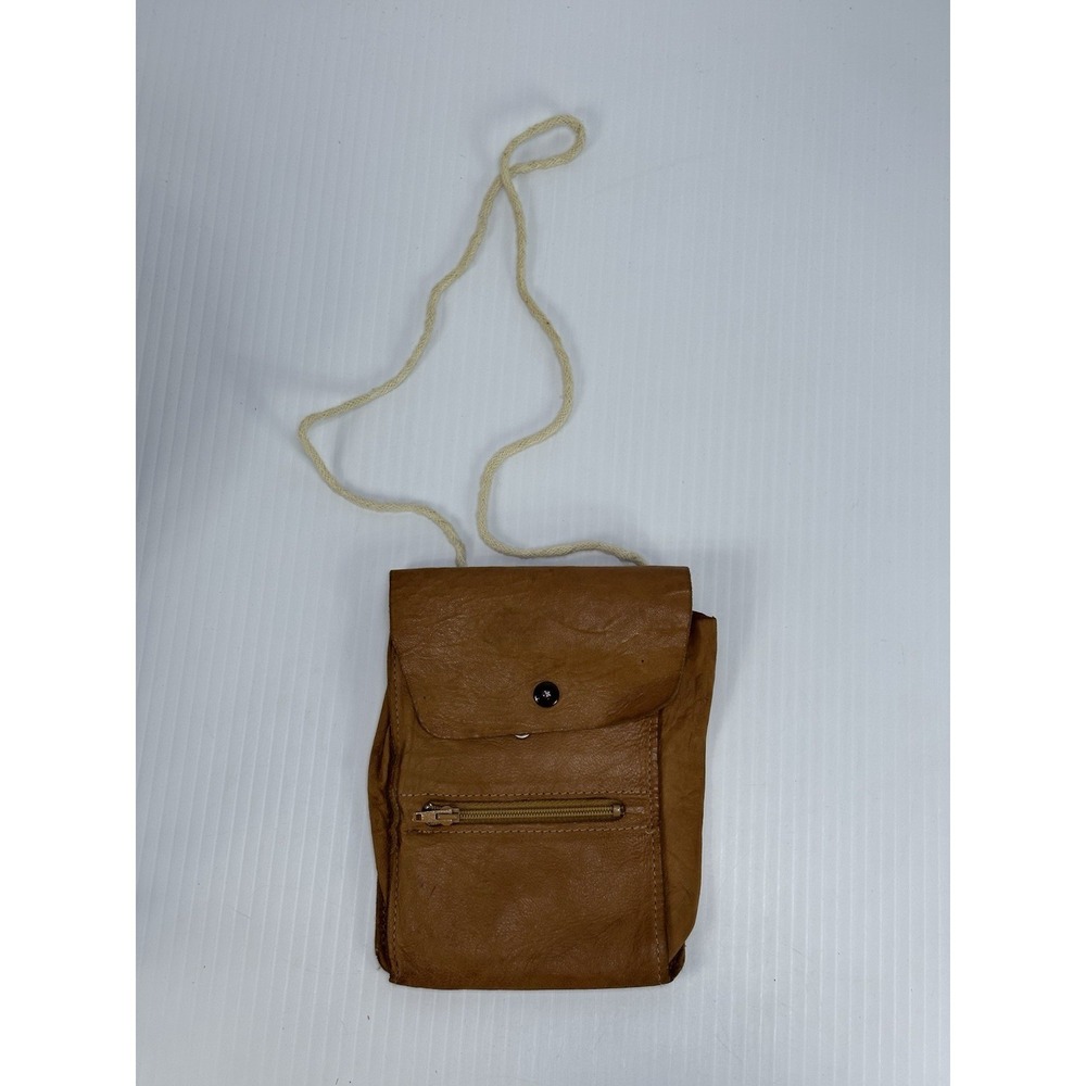 VTG Hand Made Cross Body Pocket Pouch Leather Passport Holder Small Snap Bag 5"H